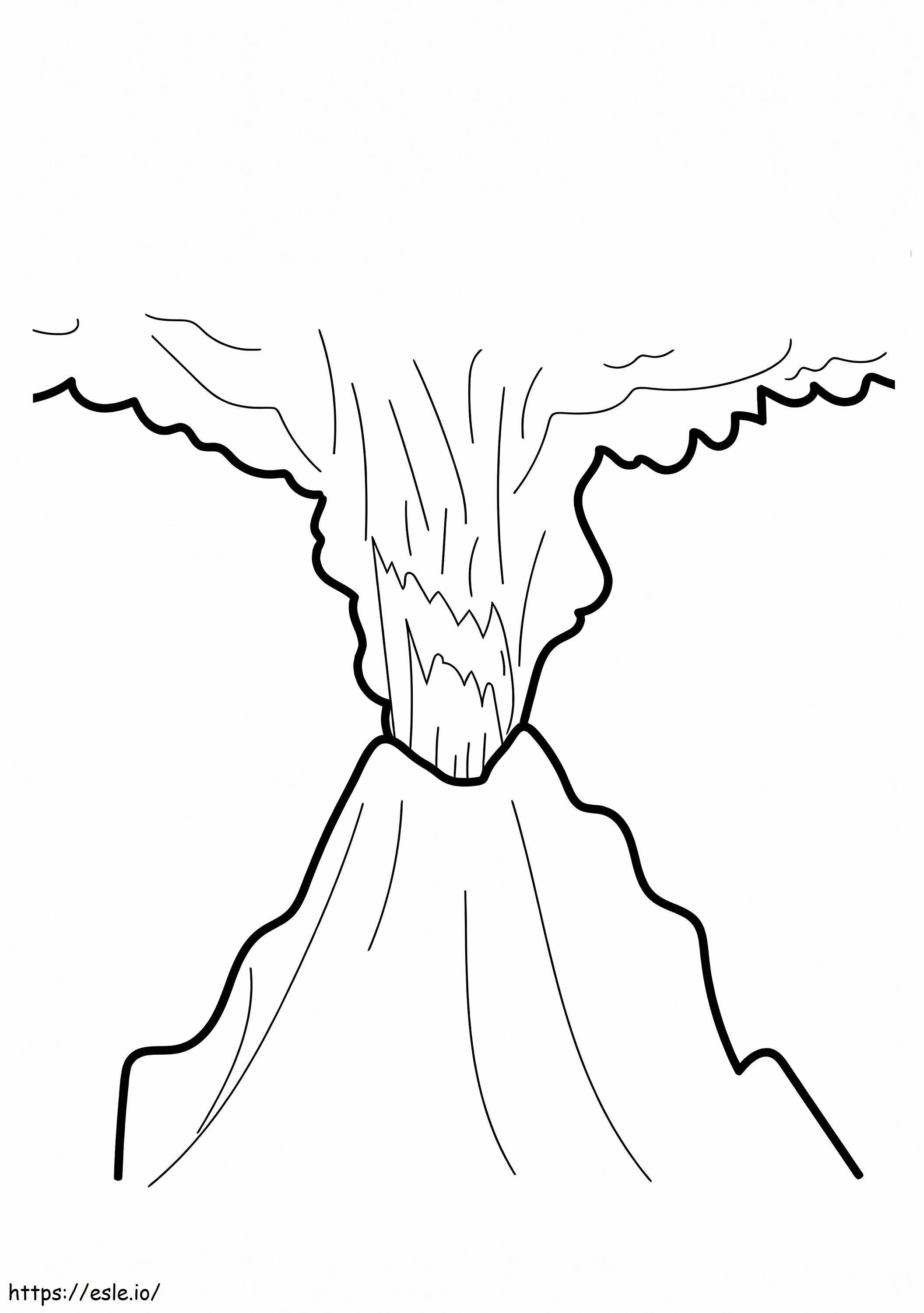 噴火する火山 1 ぬりえ - 塗り絵
