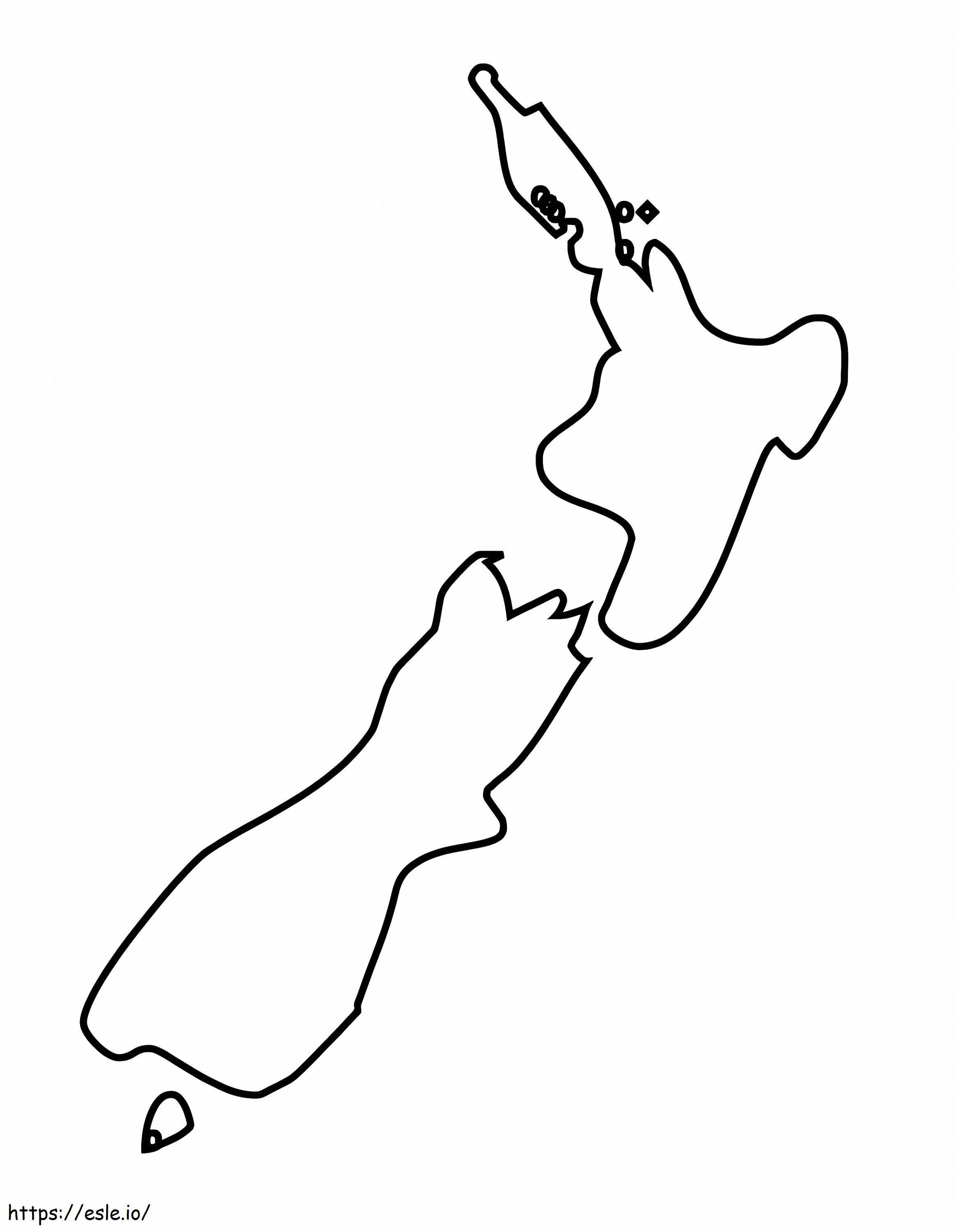 Mapa Nowej Zelandii 2 kolorowanka