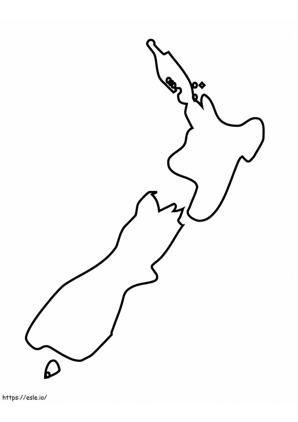 ニュージーランド地図 2 ぬりえ - 塗り絵