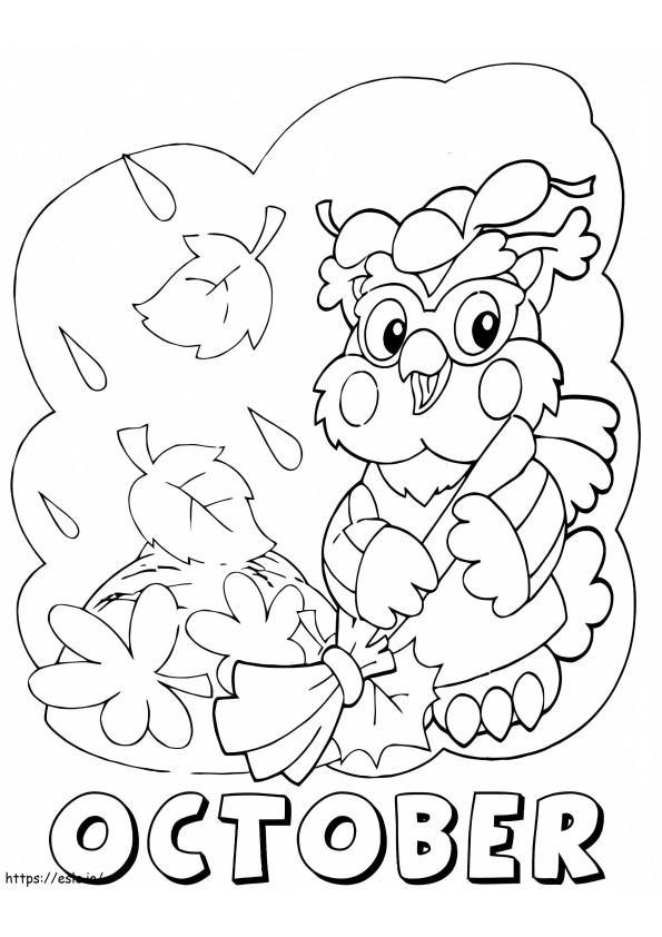October With Owl coloring page