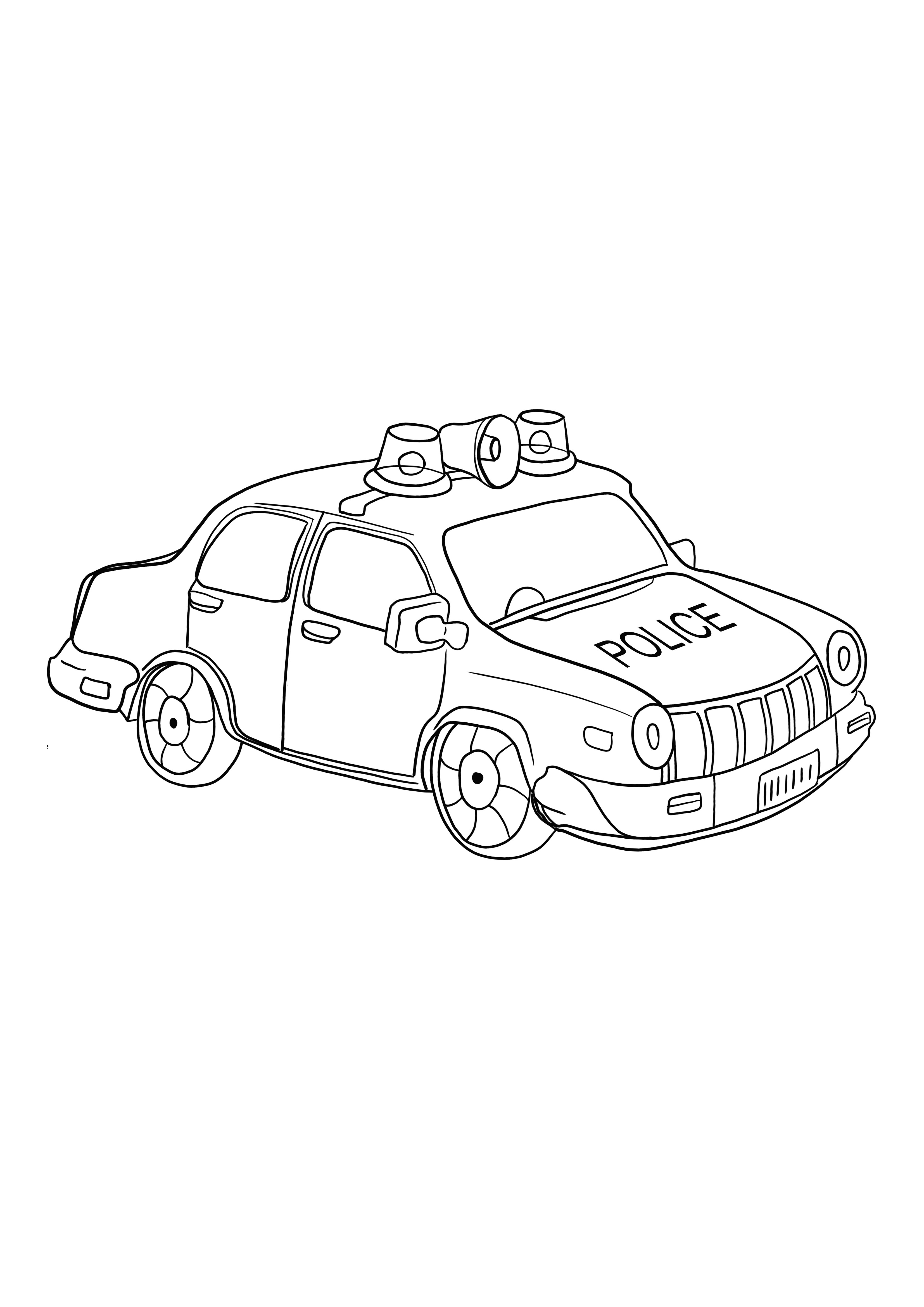 police car for free coloring page