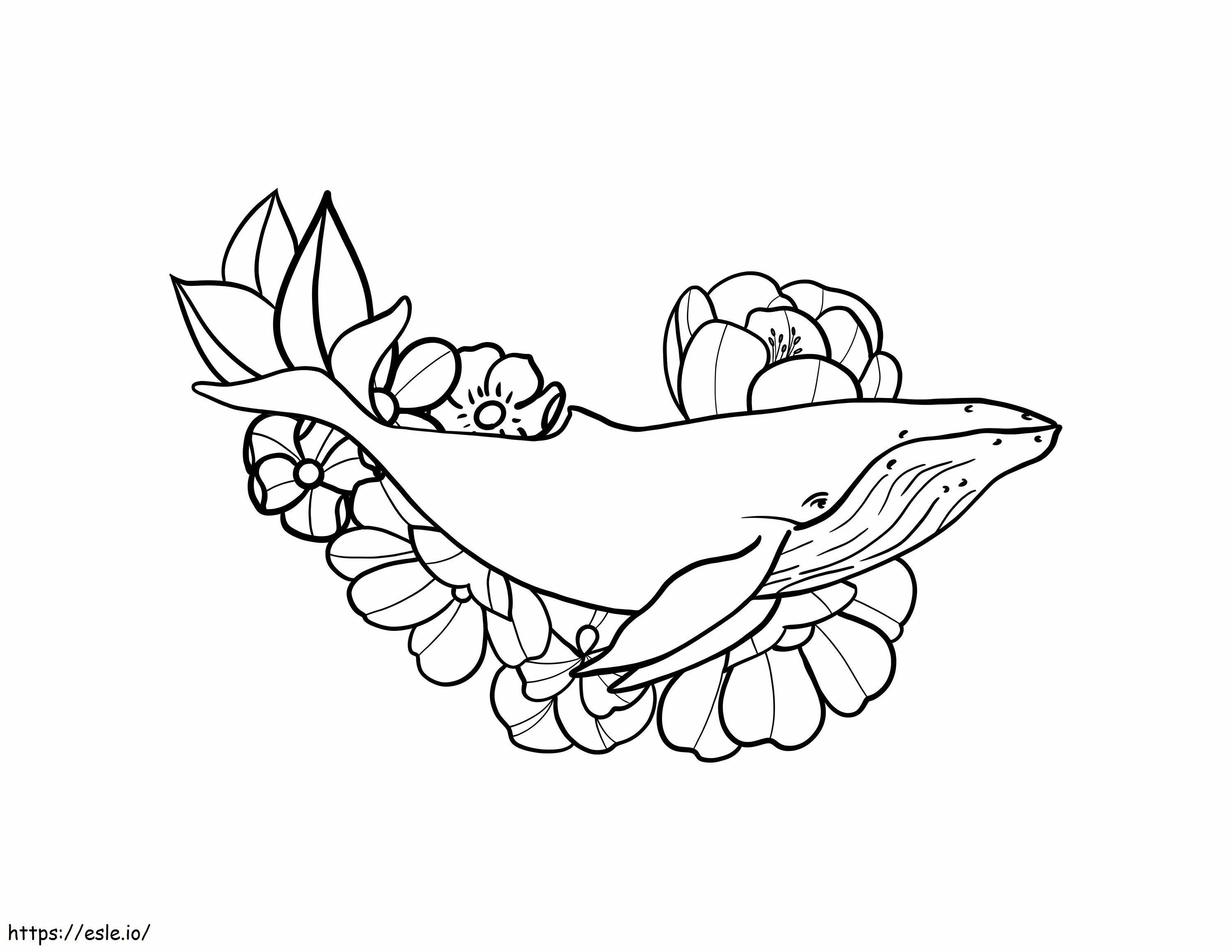 Whale With Flowers coloring page