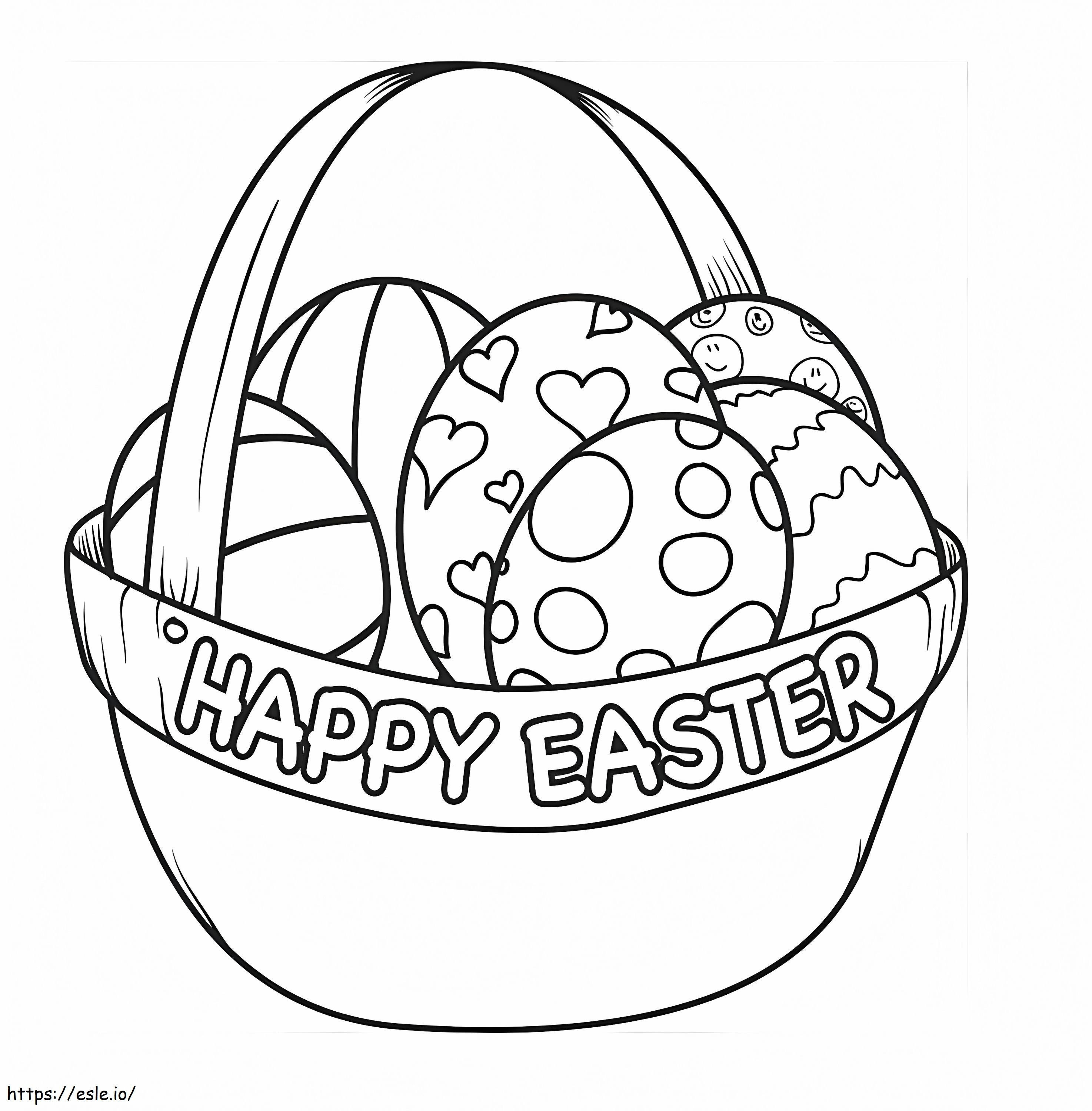Happy Easter With Easter Basket 1 coloring page