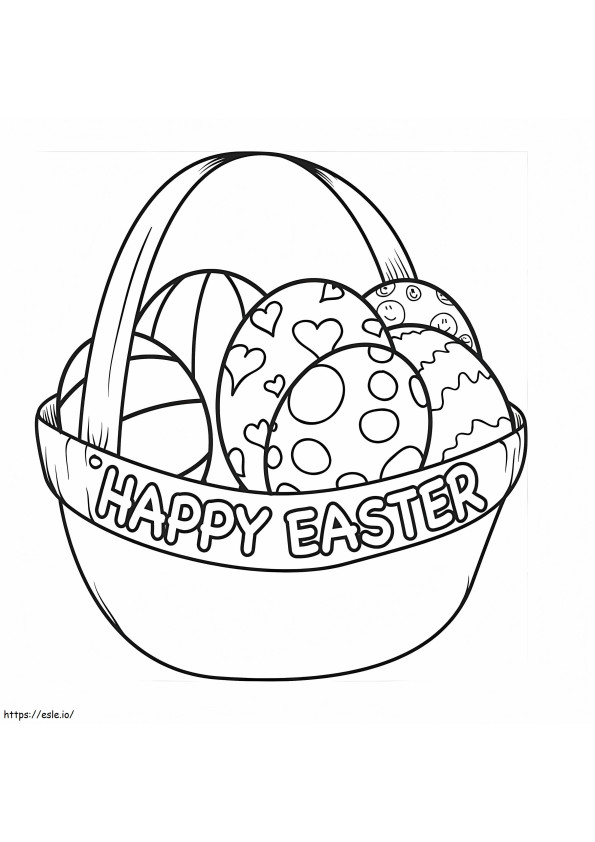 Happy Easter With Easter Basket 1 coloring page