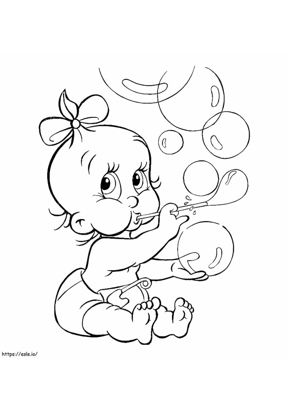 Baby And Bubbles coloring page