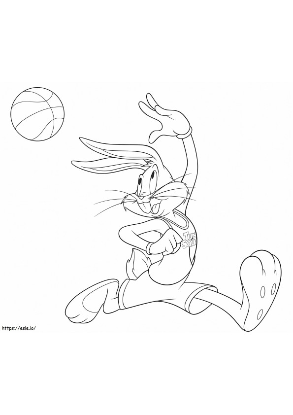 Running Bugs Bunny Playing Basketball coloring page