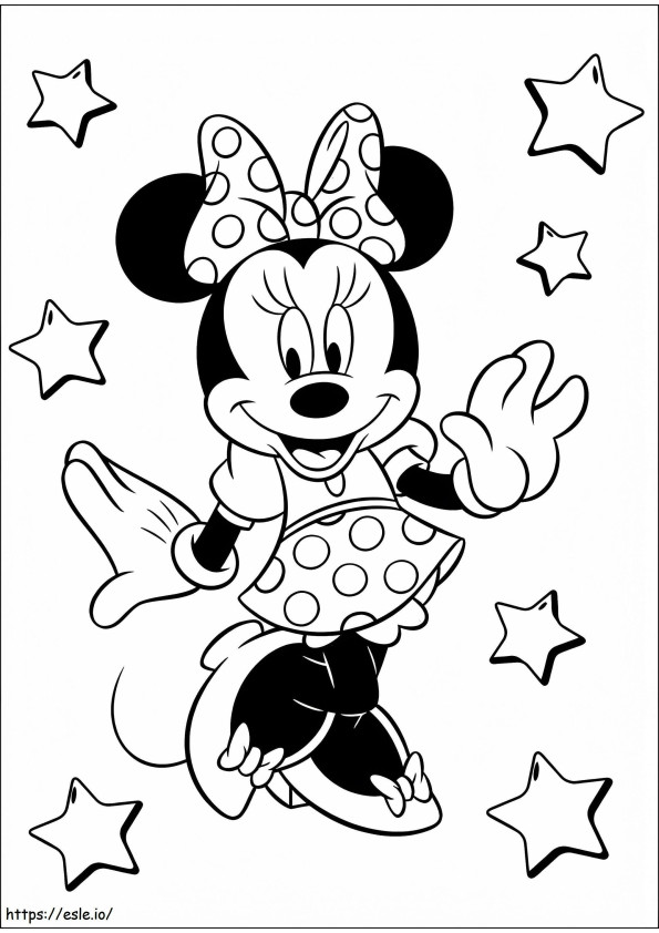 Minnie Mouse yang Menyenangkan Dengan Bintang Gambar Mewarnai