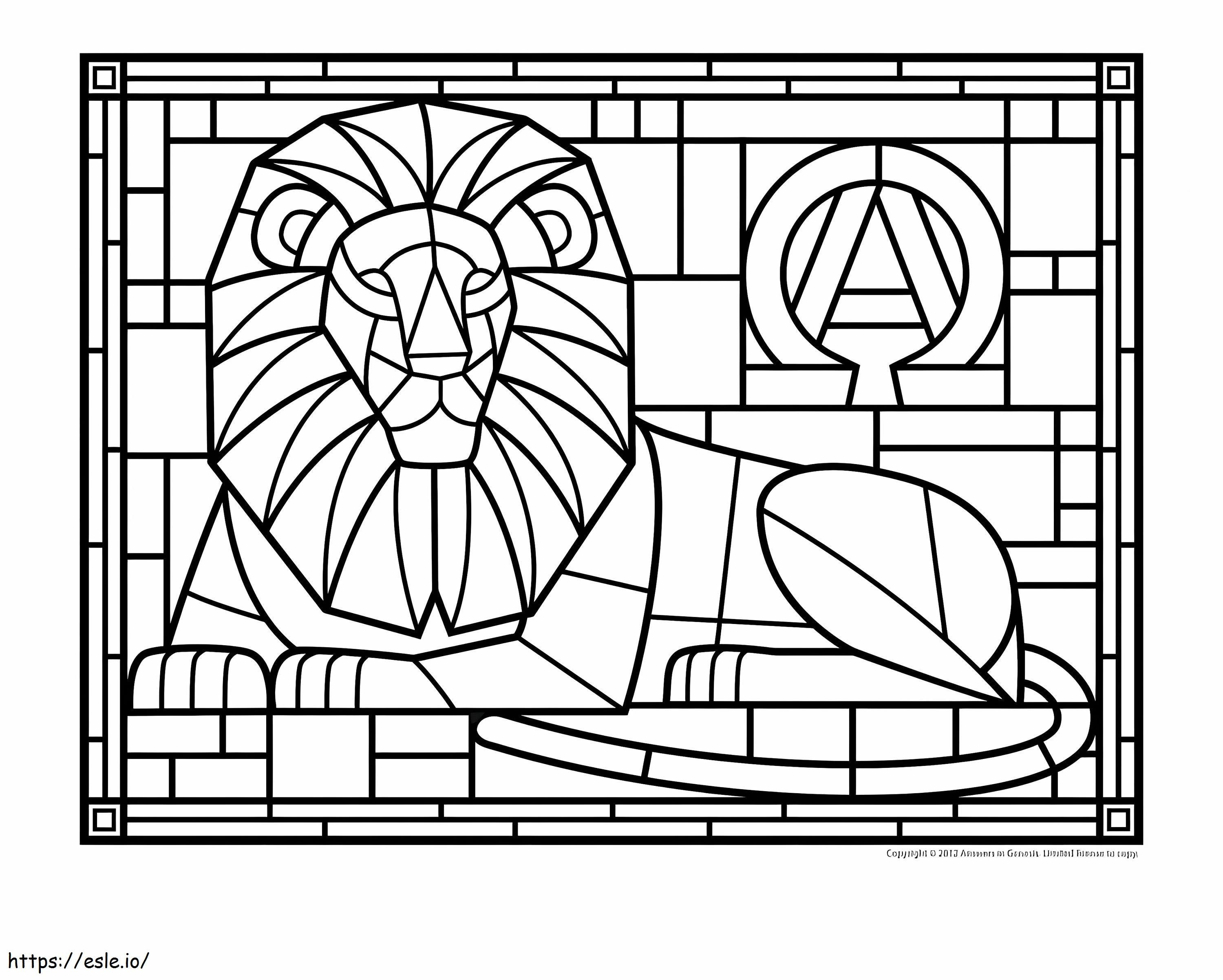Coloriage 1578366254 Vitrail Lion à imprimer dessin