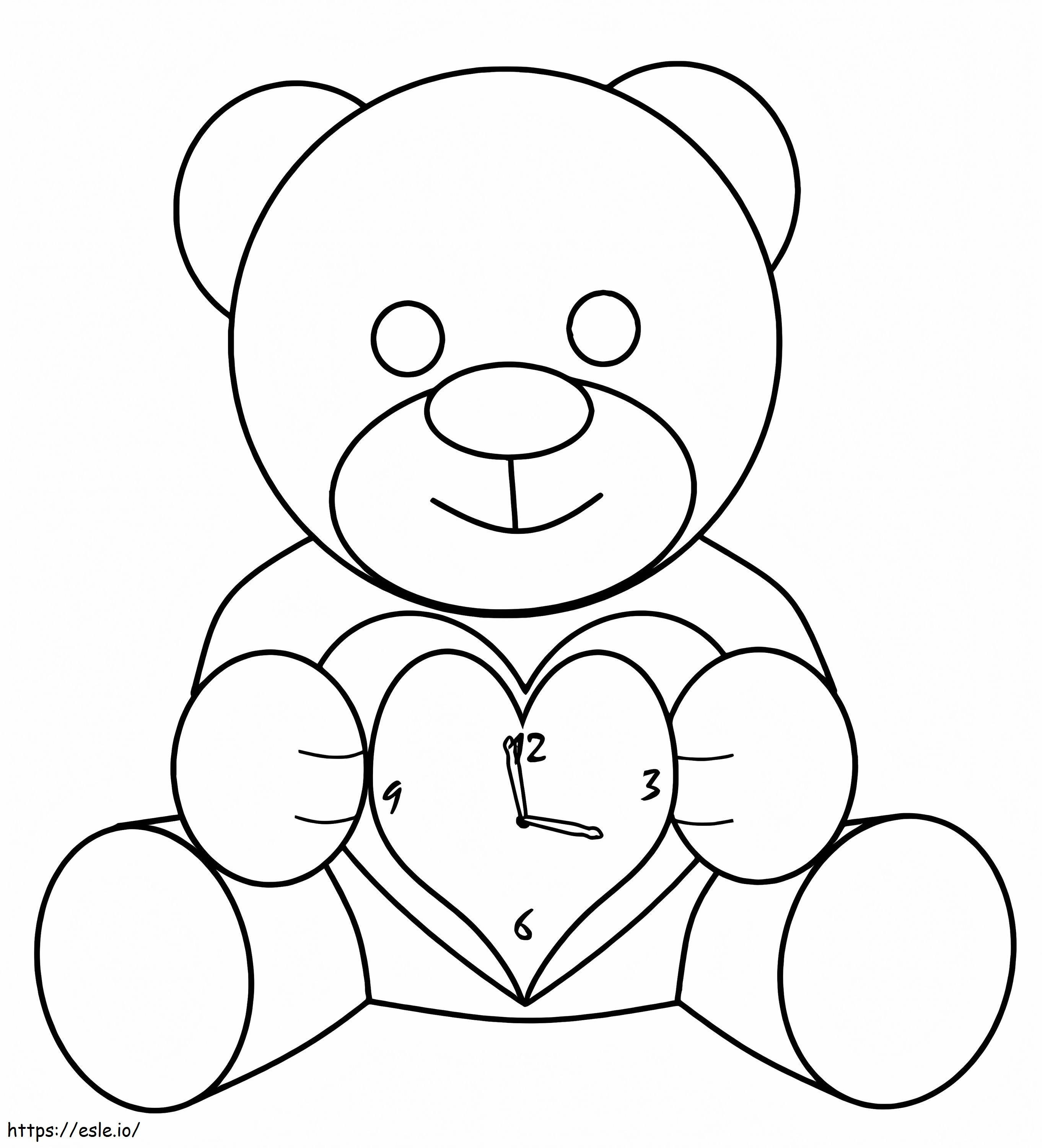 Teddybär-Uhr ausmalbilder