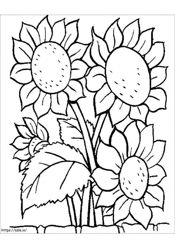 Een Boeket Zonnebloemen kleurplaat