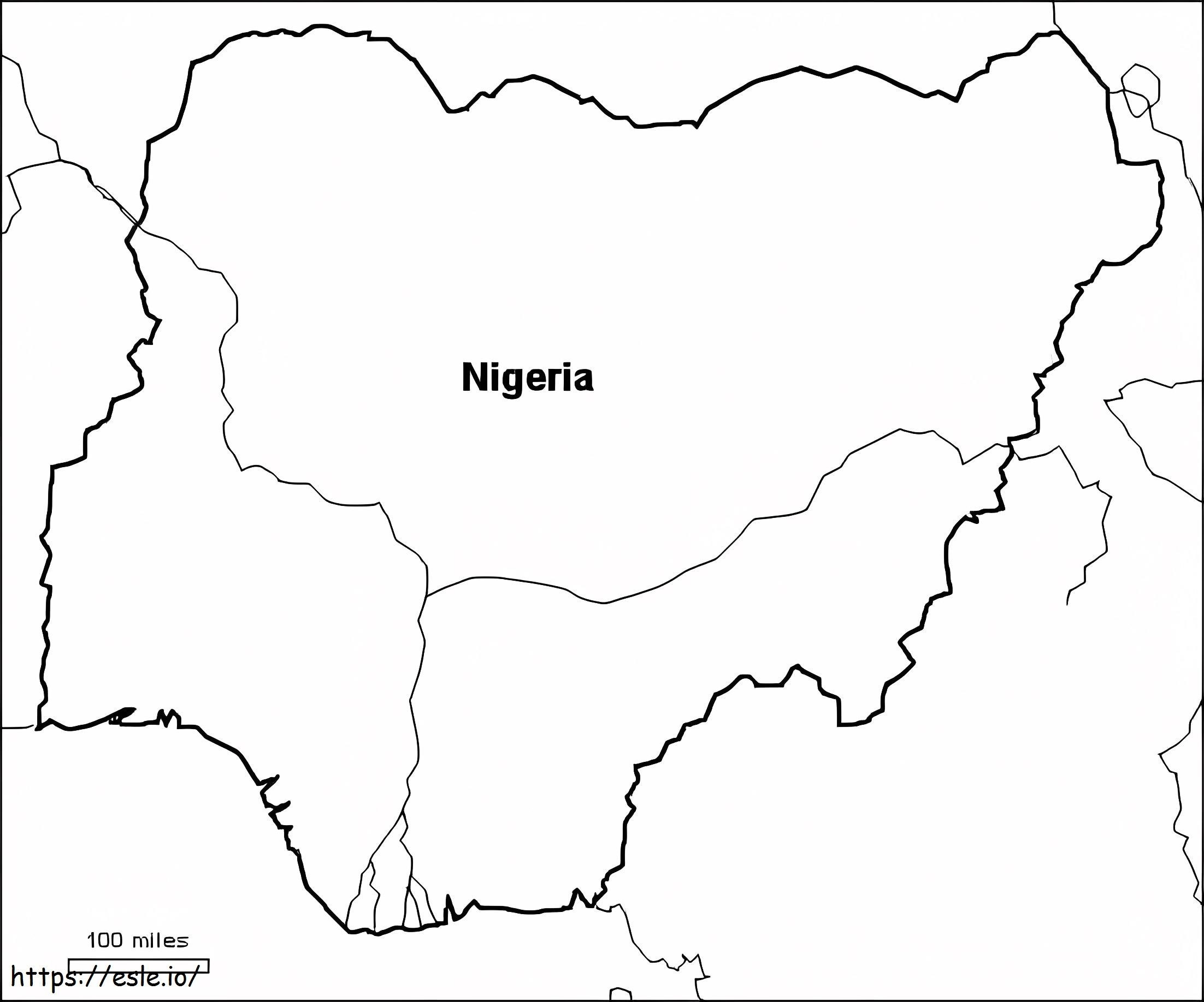 Mapa Nigerii kolorowanka