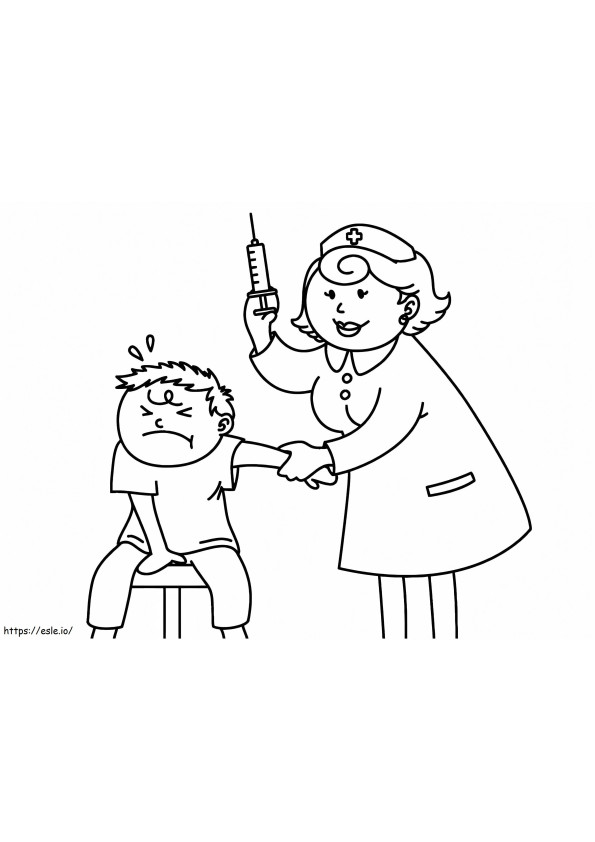 The Patient Is Scared By The Doctor About The Injection coloring page