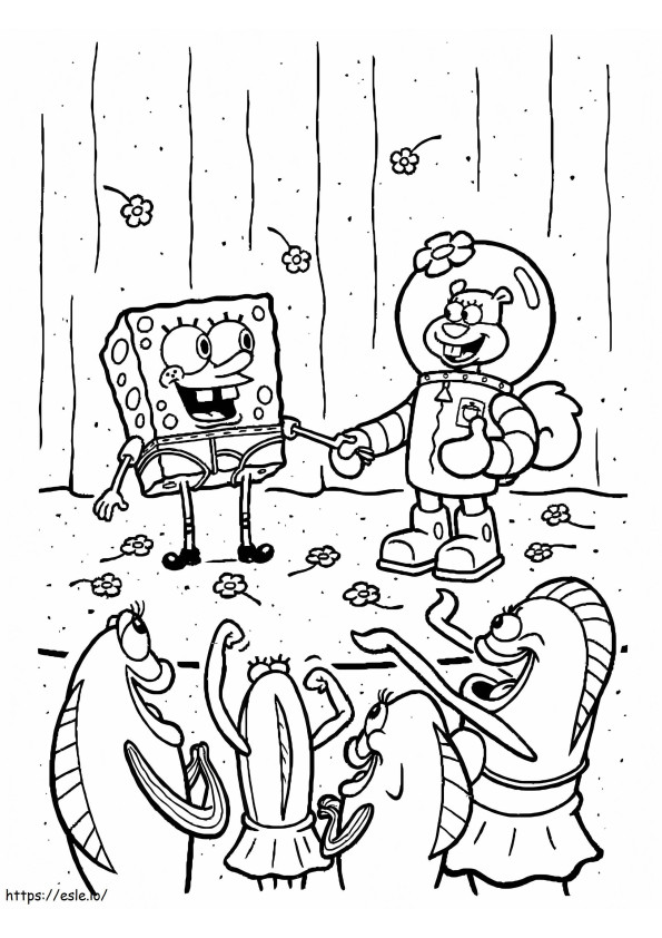 Sandy Cheeks With Spongebob coloring page