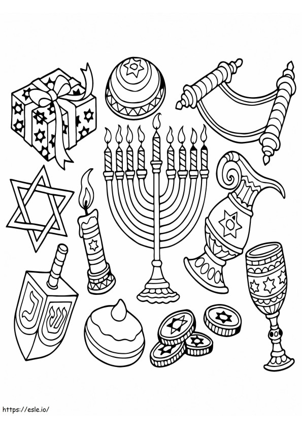Hanukkah Symbols coloring page