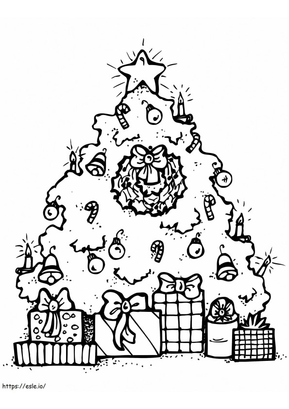 クリスマスツリーとプレゼント 4 ぬりえ - 塗り絵