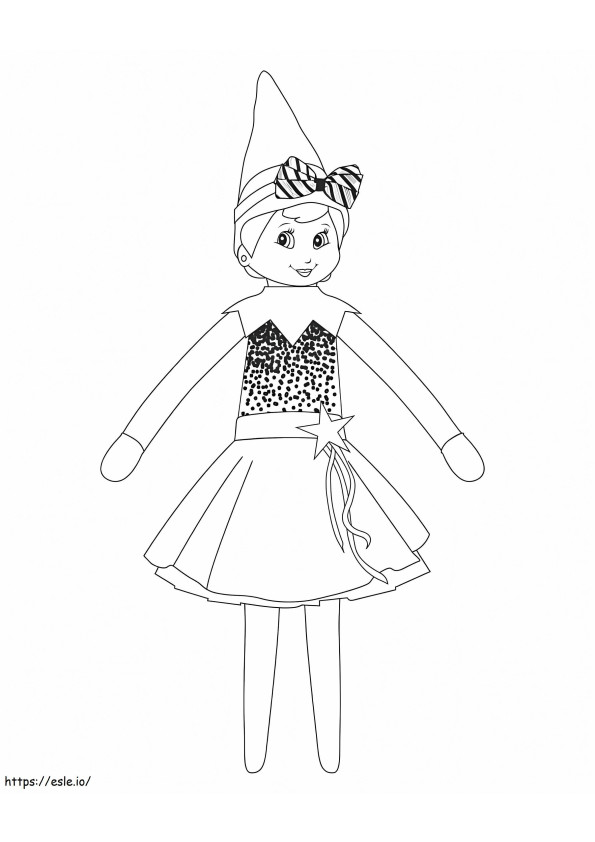 Cute Girl Elf On The Shelf coloring page