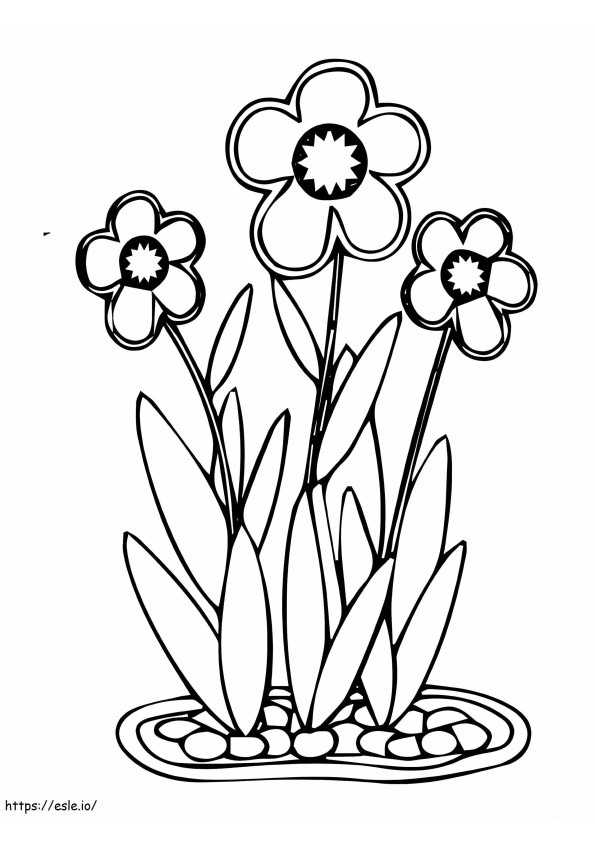 Outdoor Easy Three Flowers coloring page
