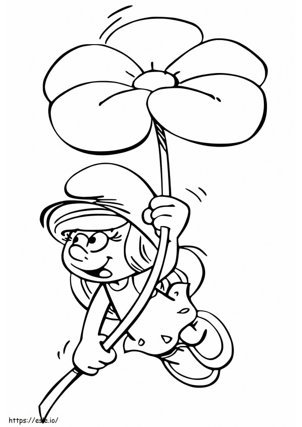 Smurfette And Flower coloring page