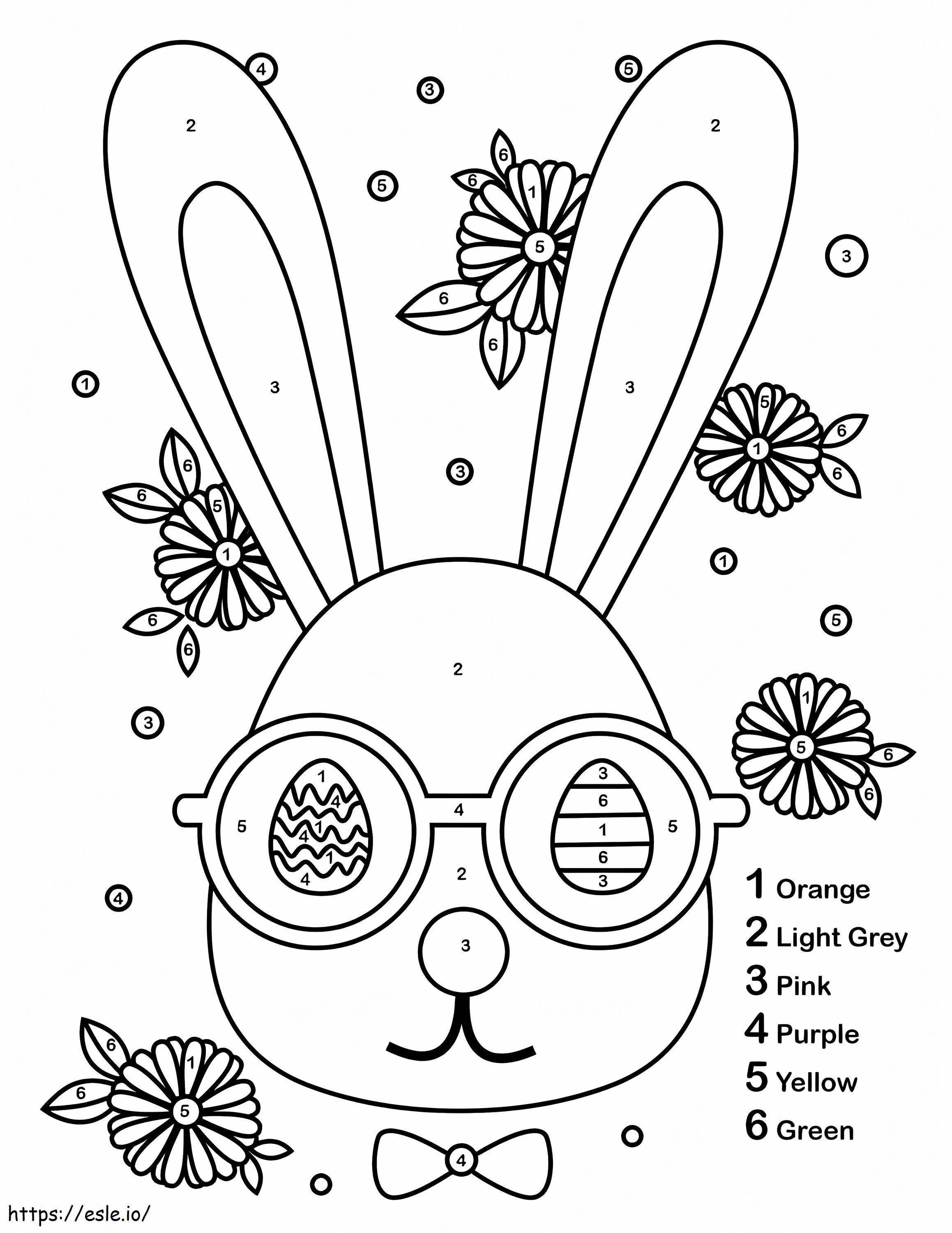 Coloriage Couleur du lapin de Pâques par numéro à imprimer dessin