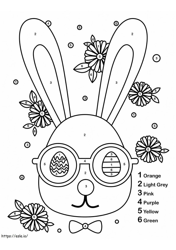 Coloriage Couleur du lapin de Pâques par numéro à imprimer dessin
