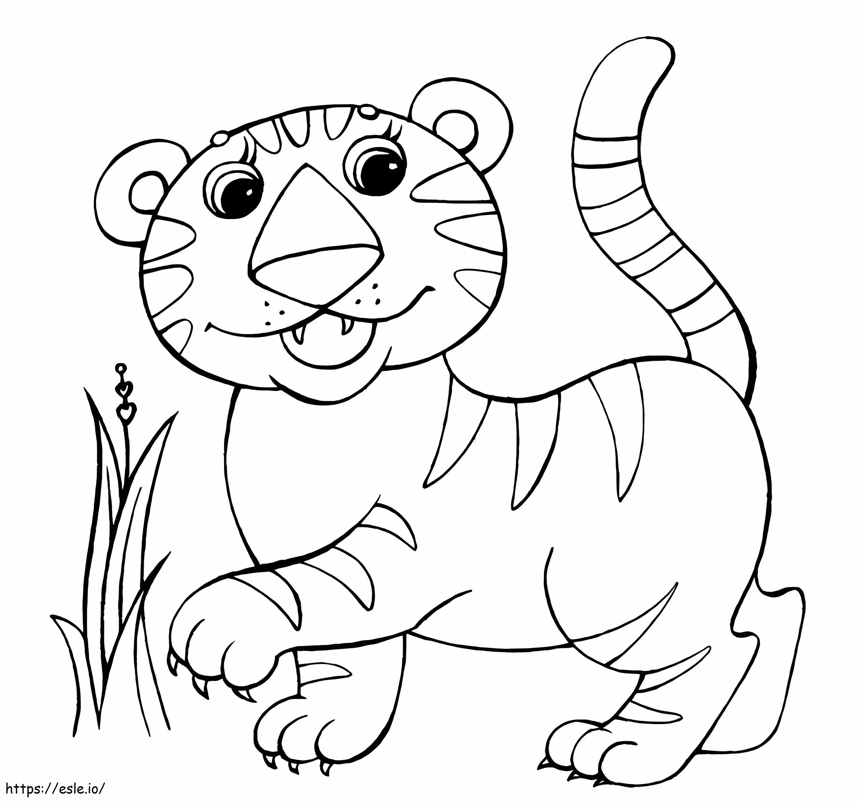 Zabawny mały tygrys kolorowanka