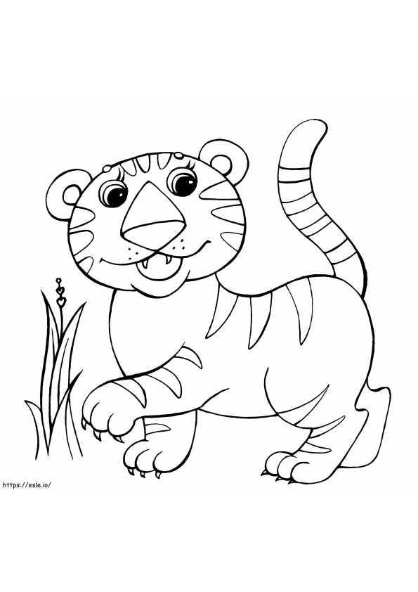 Coloriage Drôle de bébé tigre à imprimer dessin