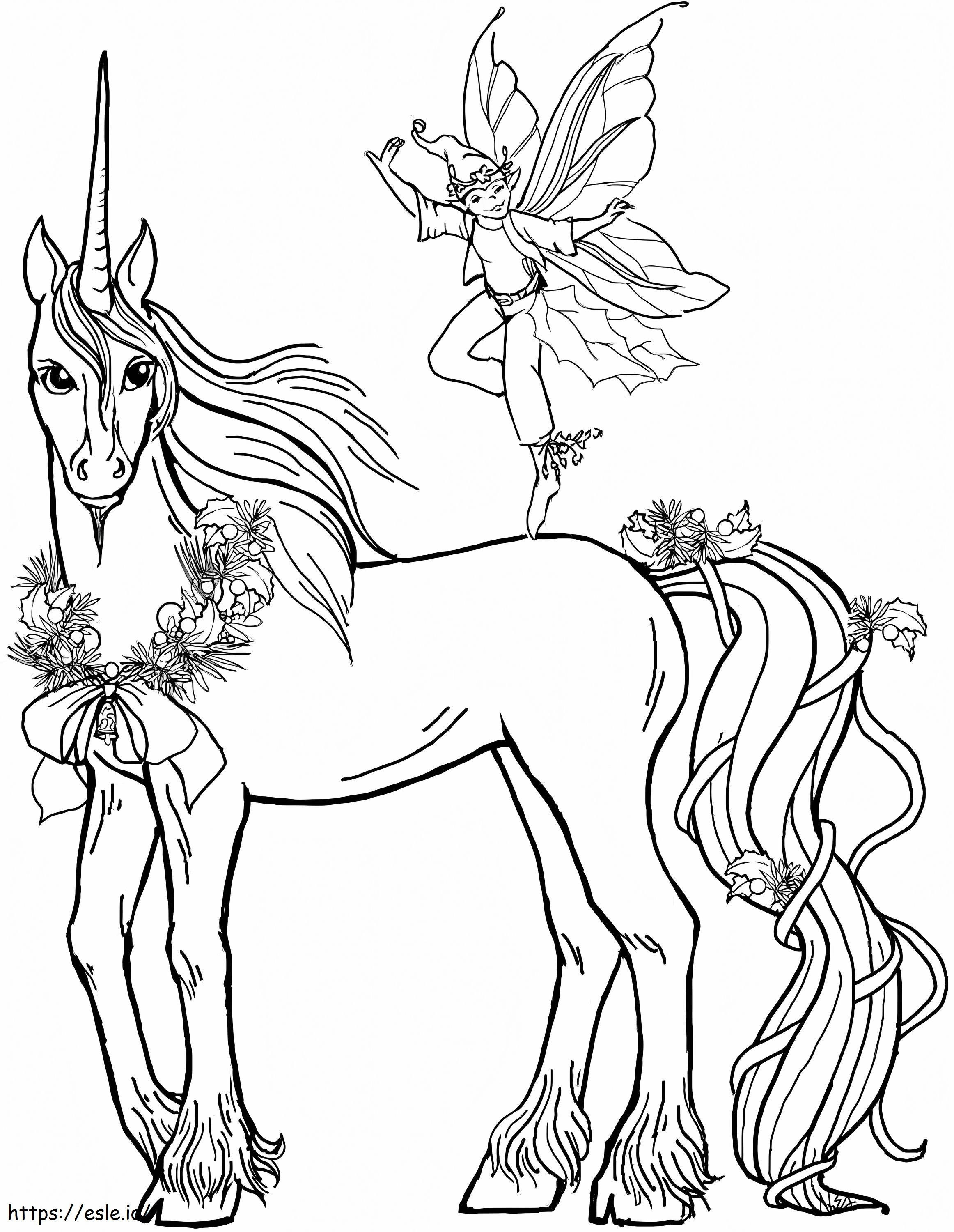 1563499031 Fairy And Unicorn A4 coloring page