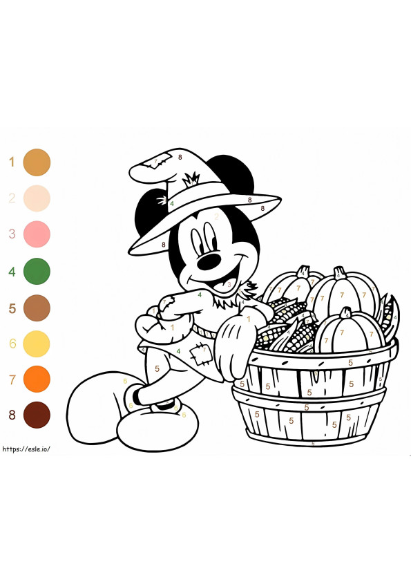 Kolorowanie według numerów na Halloween Miki kolorowanka