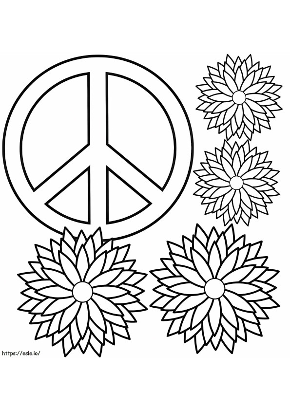 Flowers With Peace Sign coloring page