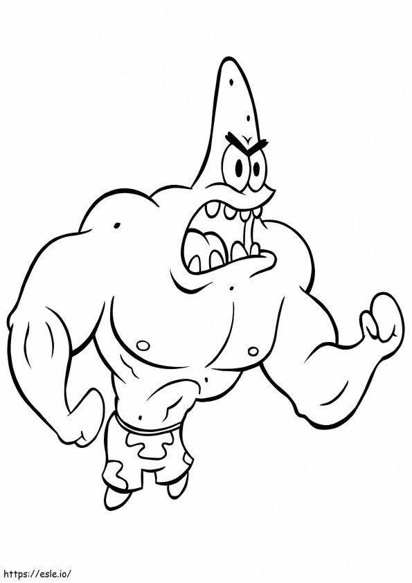 Strong Patrick Star Angry coloring page