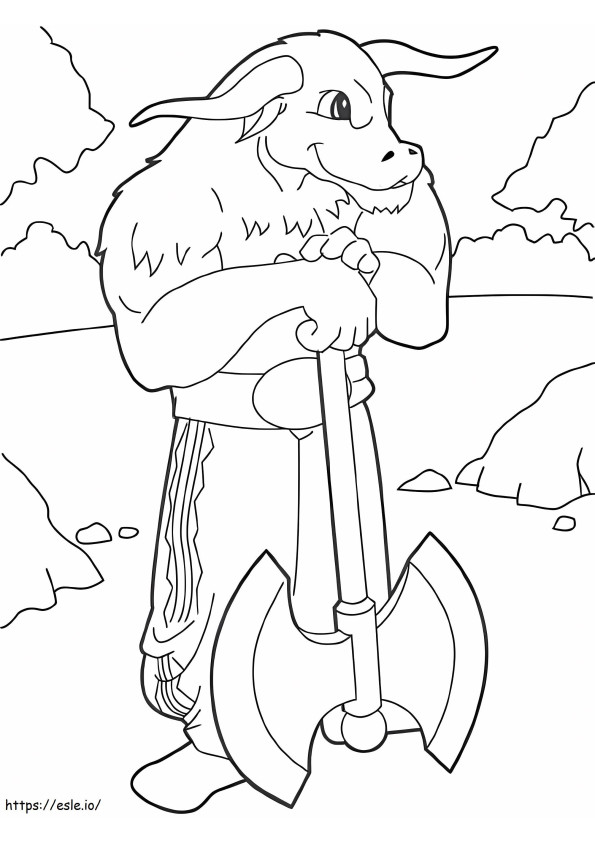 Minotaurus met bijl kleurplaat
