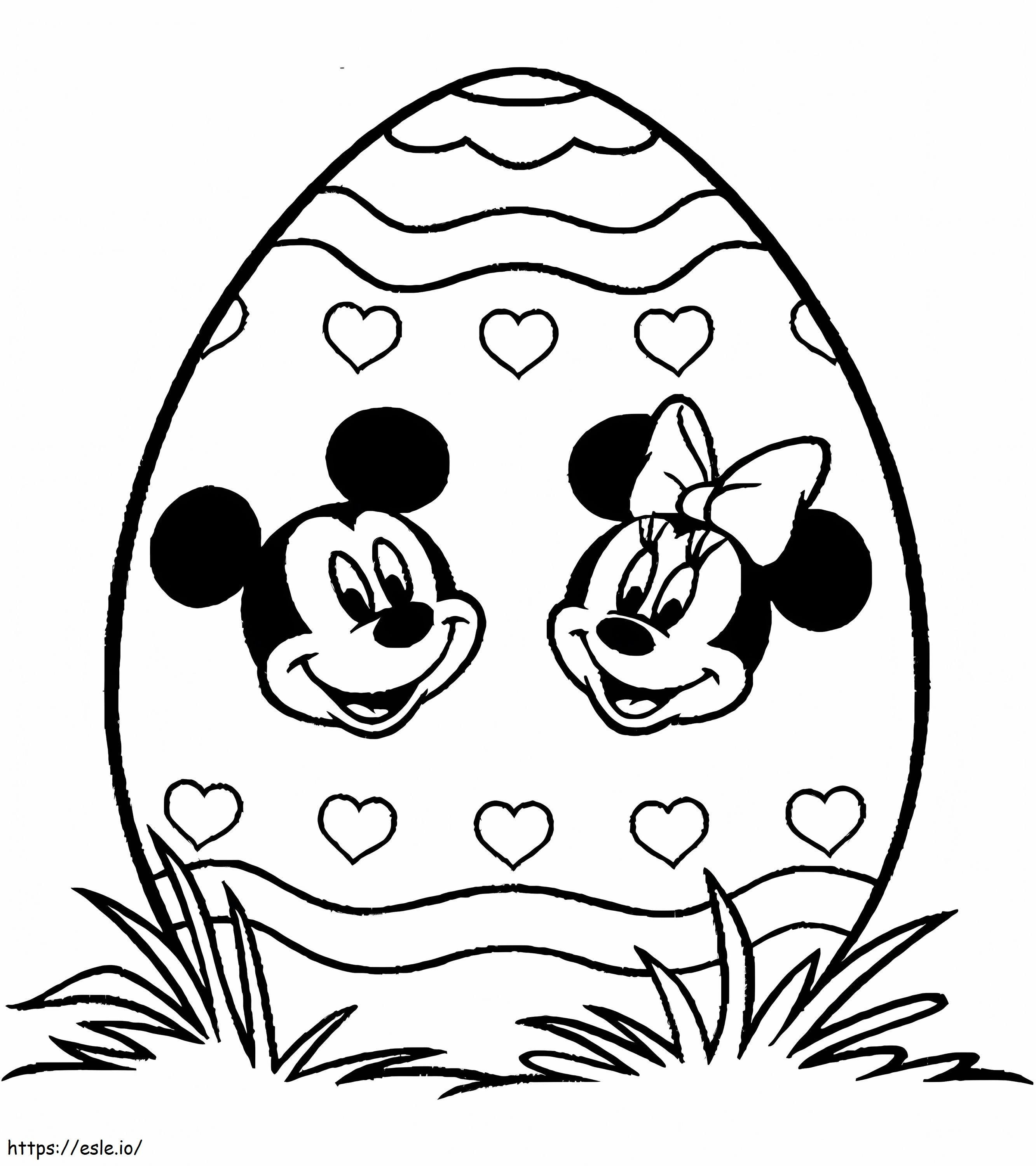 Coloriage Oeufs de Pâques imprimés avec Mickey Mouse et Minnie Mouse à imprimer dessin