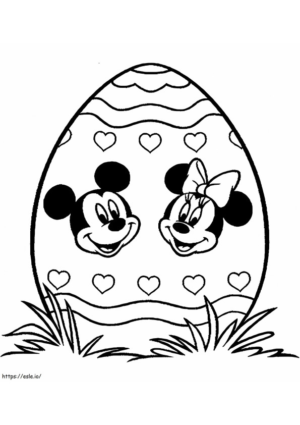 Printed Easter Eggs With Mickey Mouse And Minnie Mouse coloring page