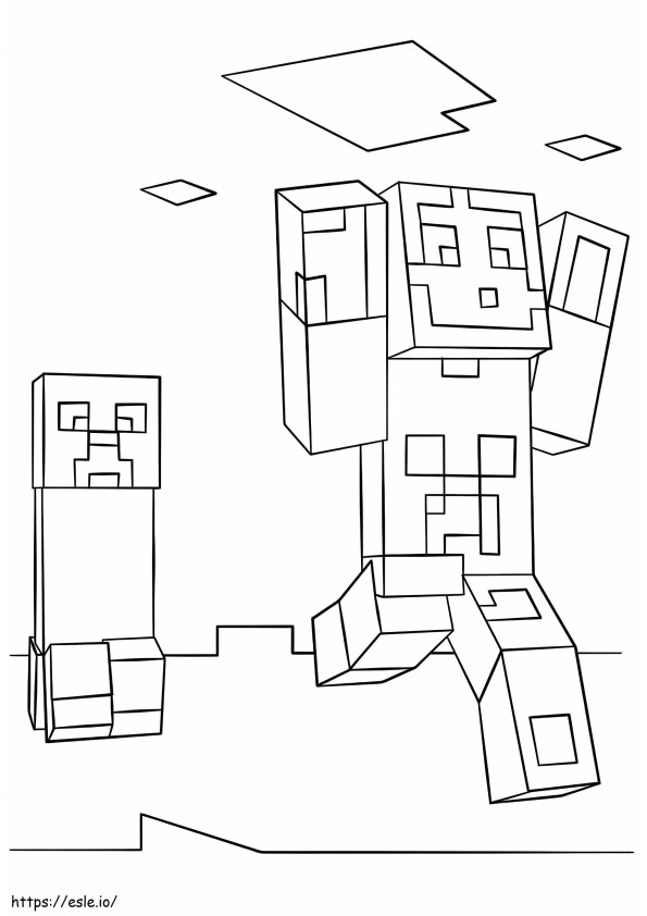 Coloriage Minecraft Creeper Et Steve 712X1024 à imprimer dessin