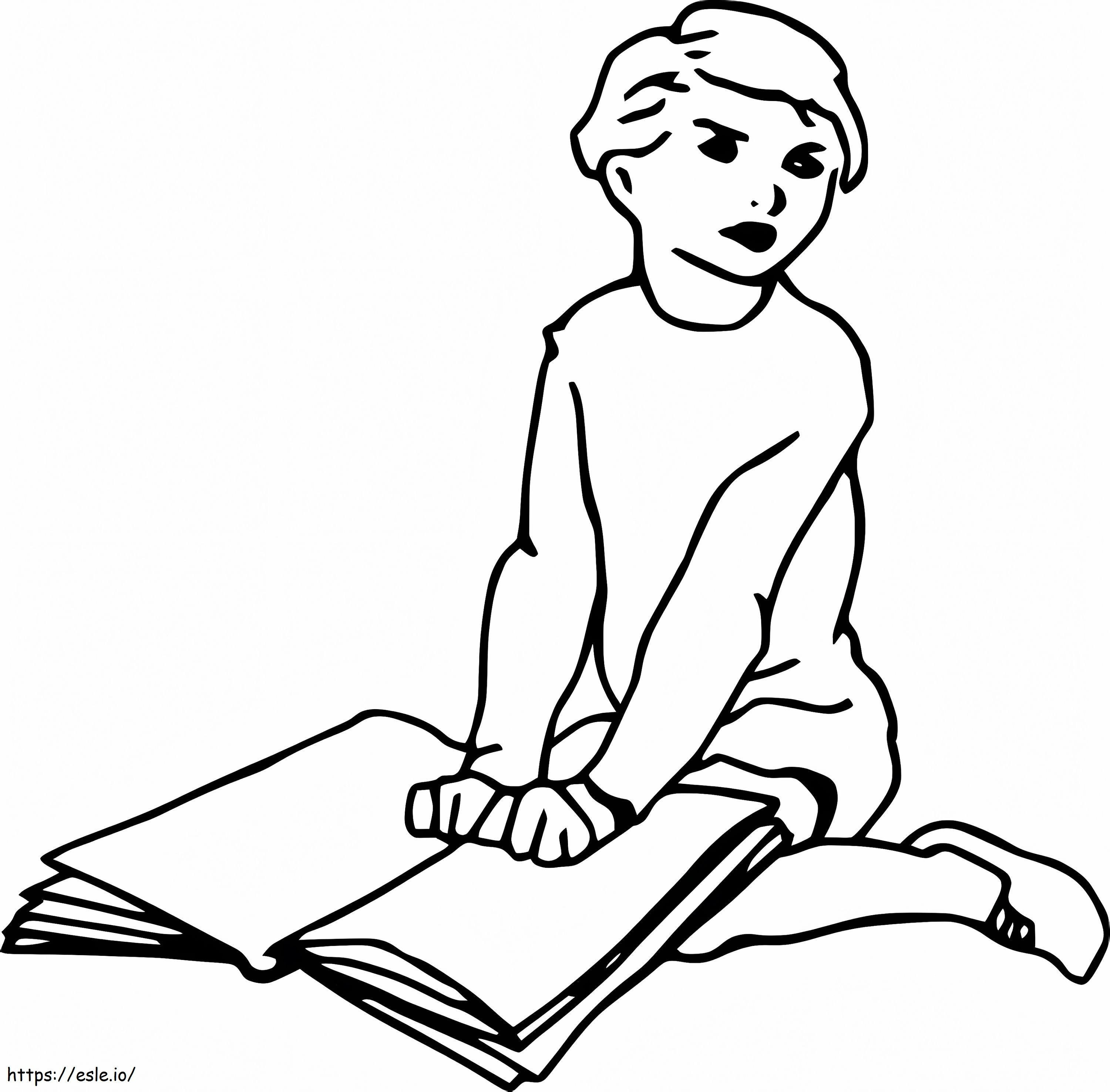 Vintage Boy Reading coloring page