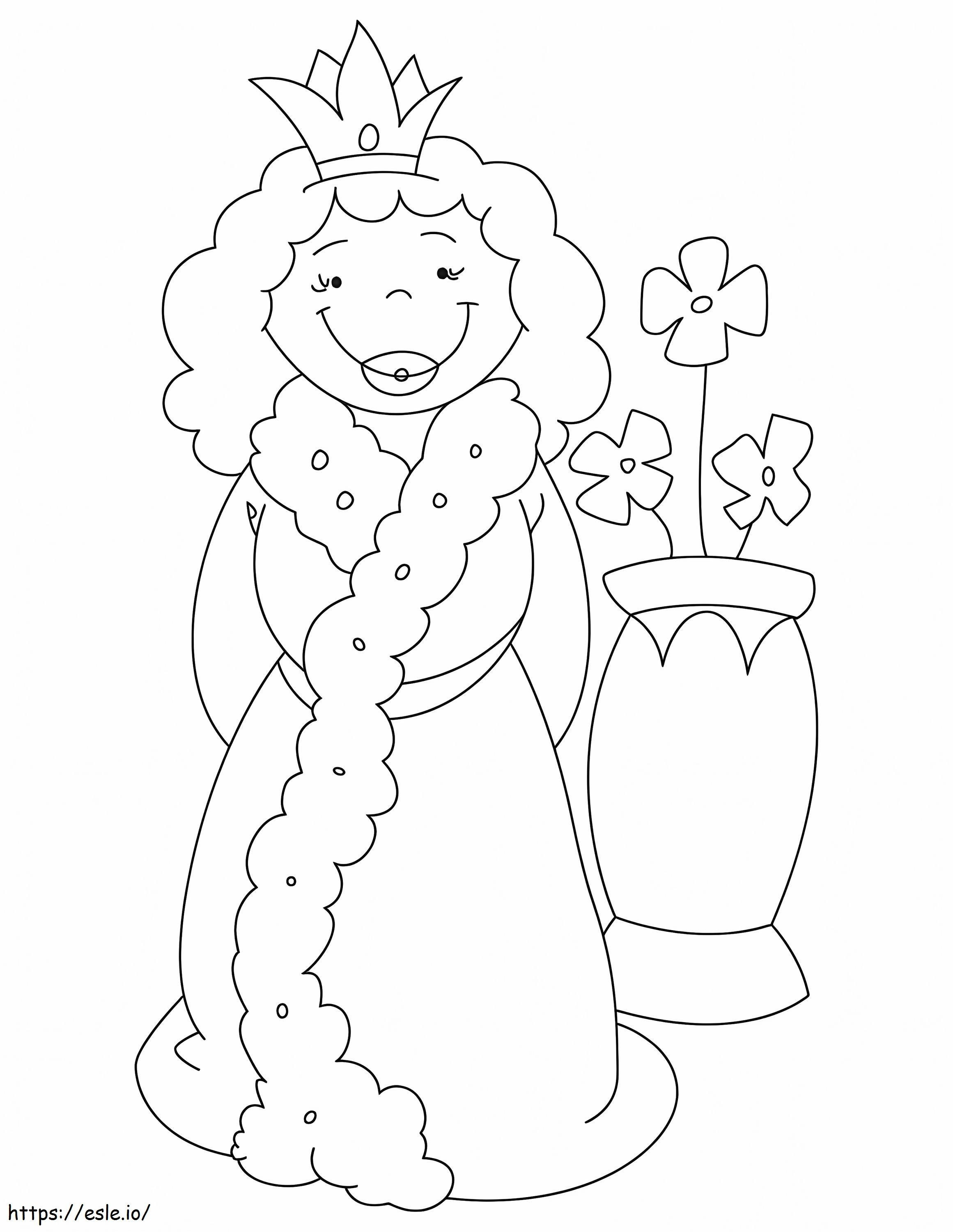 Regina e fiori da colorare