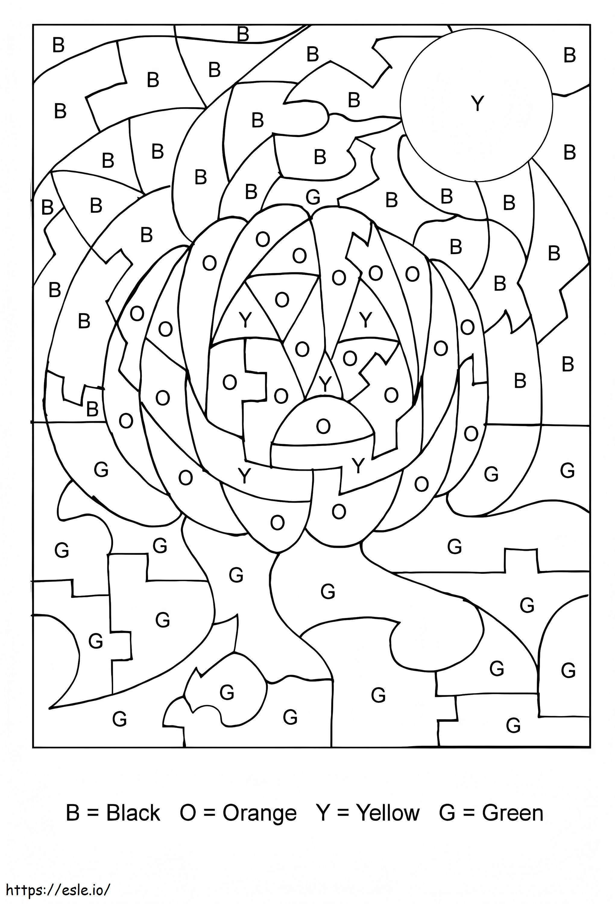 Halloween Pumpkin Color By Letters coloring page