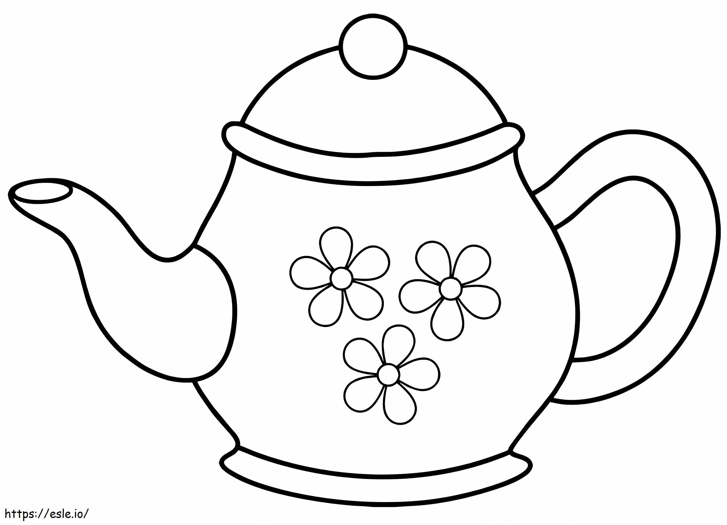 Teapot With Flowers coloring page