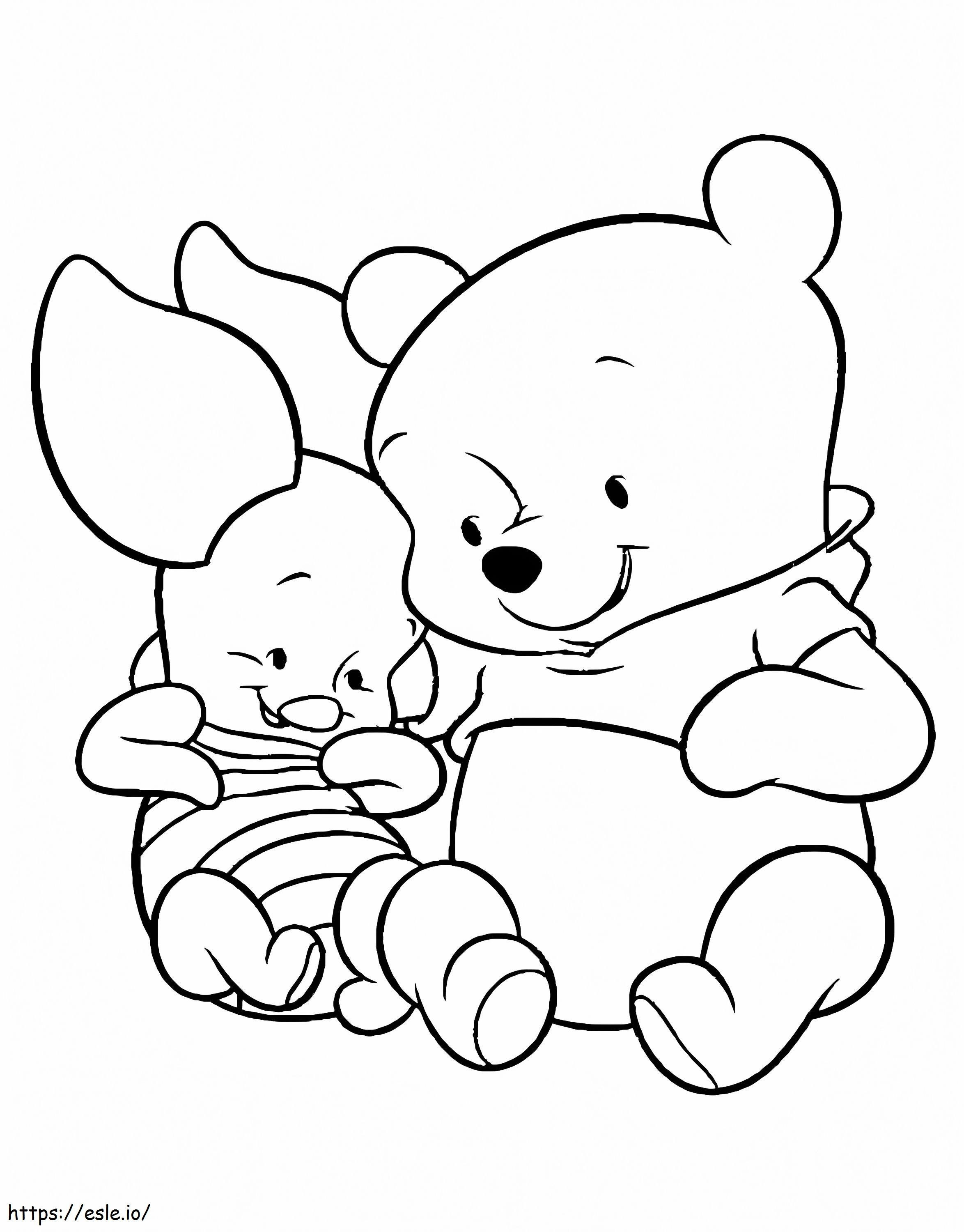 Bebe Urso Pooh e Leitão para colorir