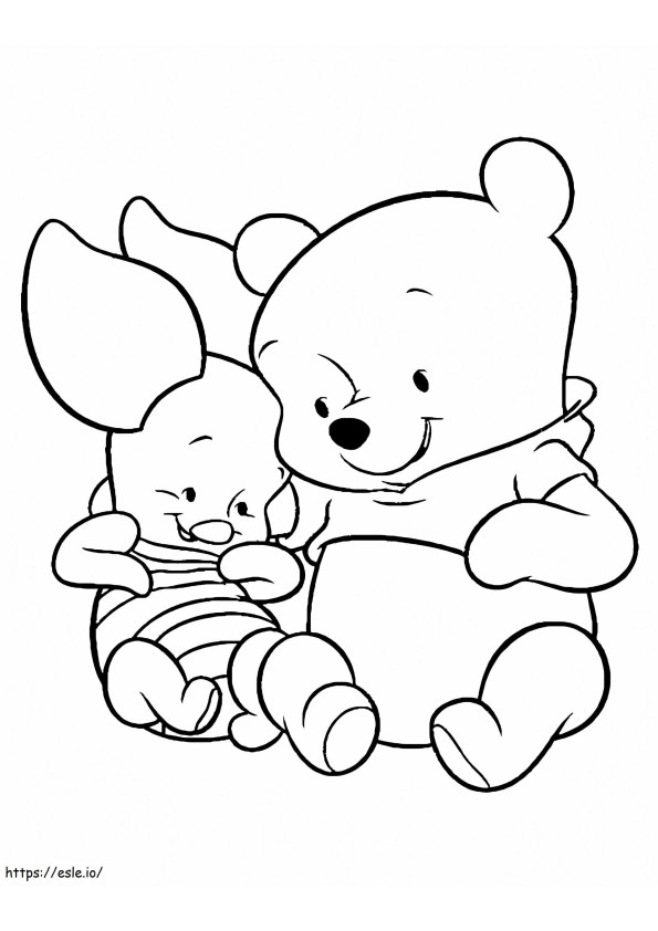 Bebe Pooh Bear Y Piglet coloring page