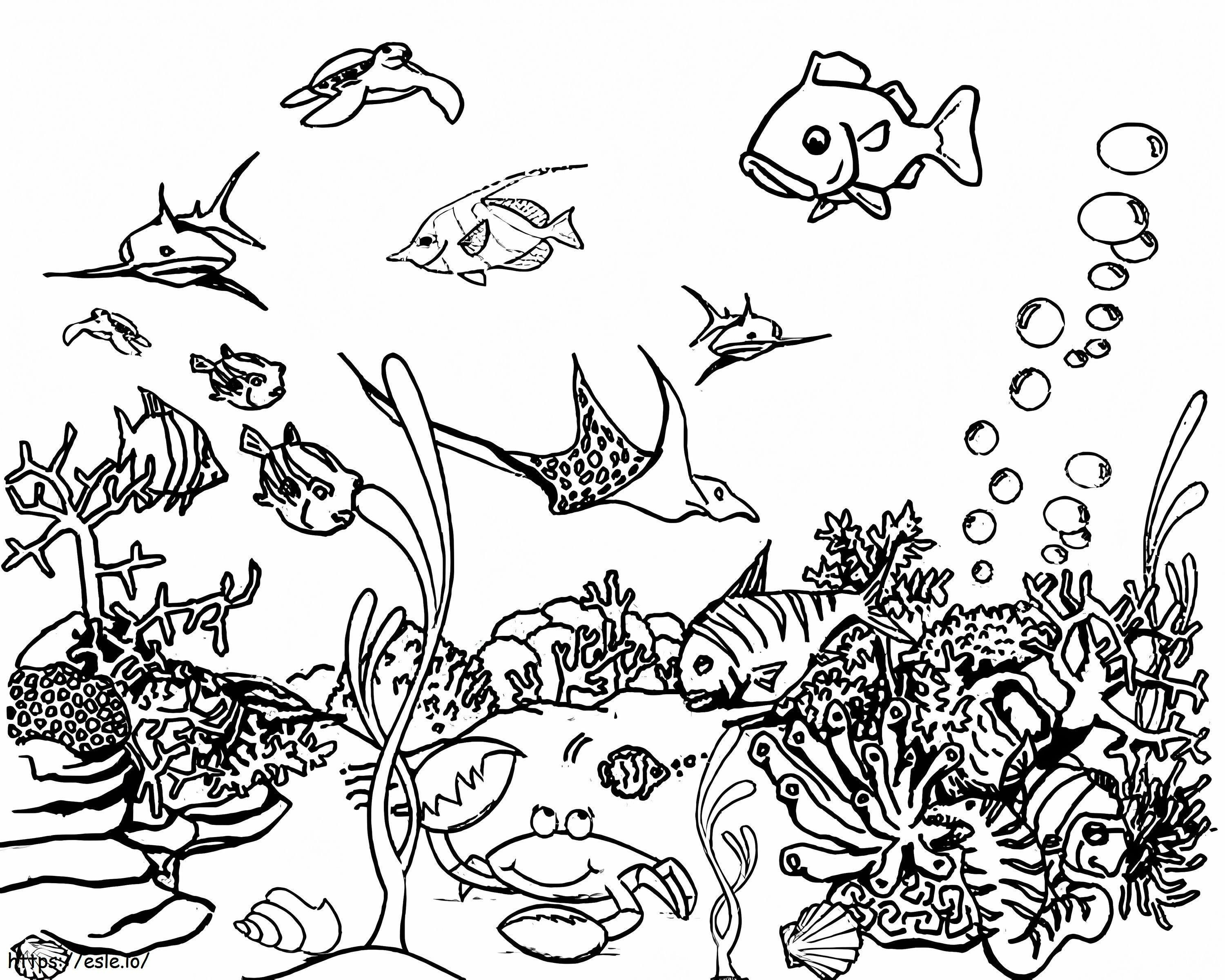 Coloriage Superbe vie océanique à imprimer dessin
