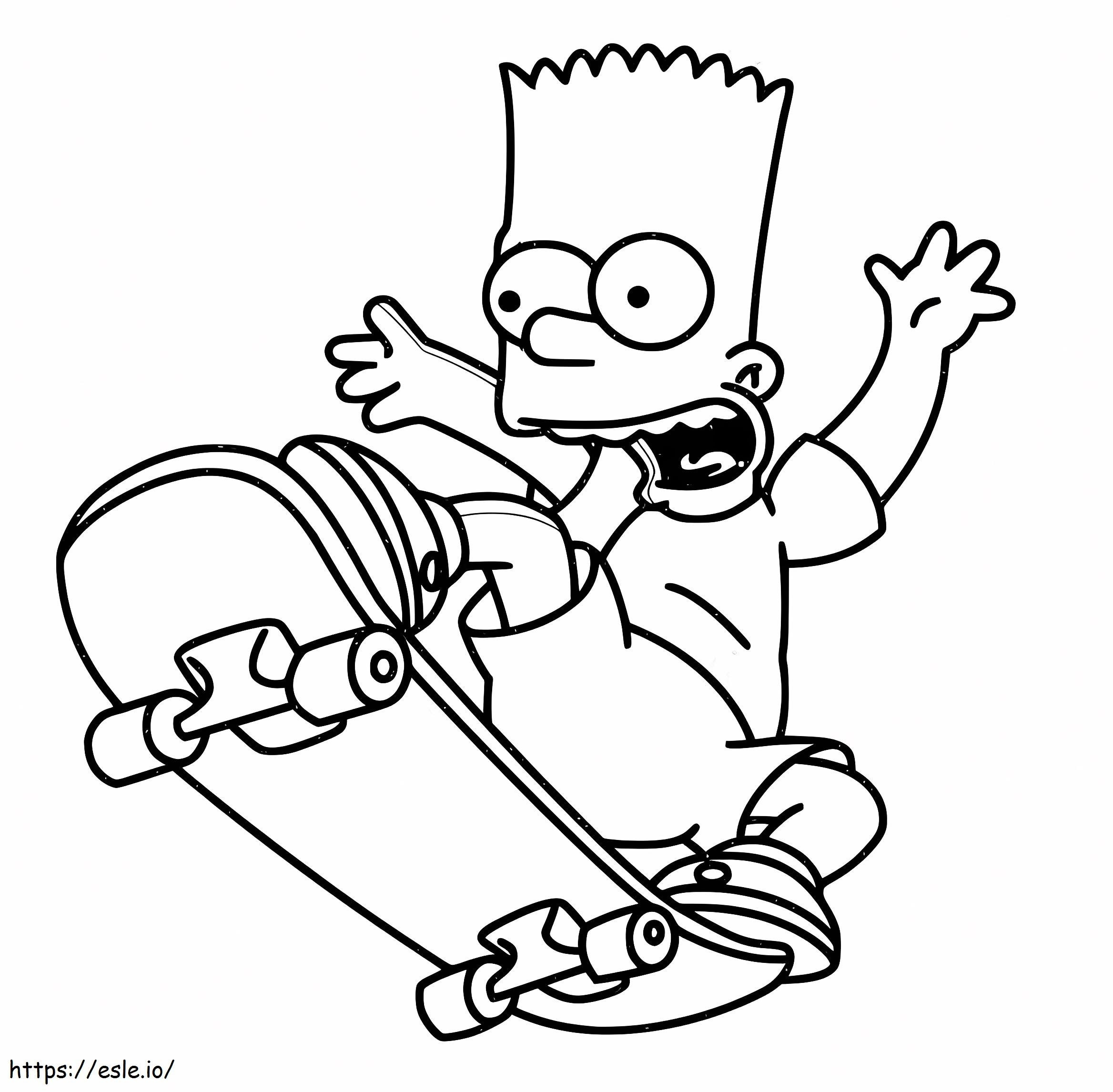 Coloriage 1532400701 Bart Simpson skateboard A4 à imprimer dessin