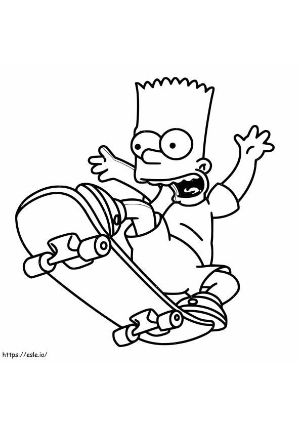 1532400701 Bart Simpson Skateboarding A4 värityskuva
