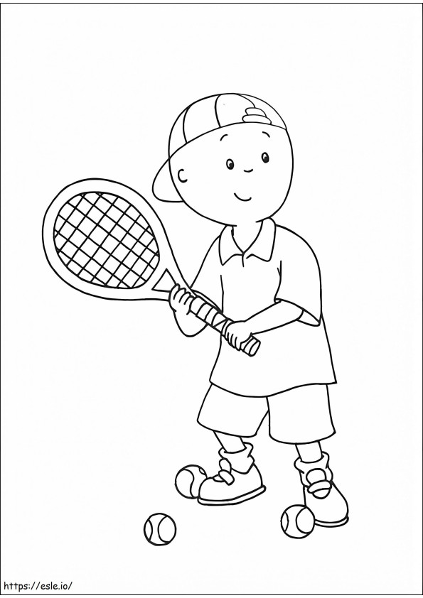 Coloriage 1534383030 Caillou jouant au tennis A4 à imprimer dessin