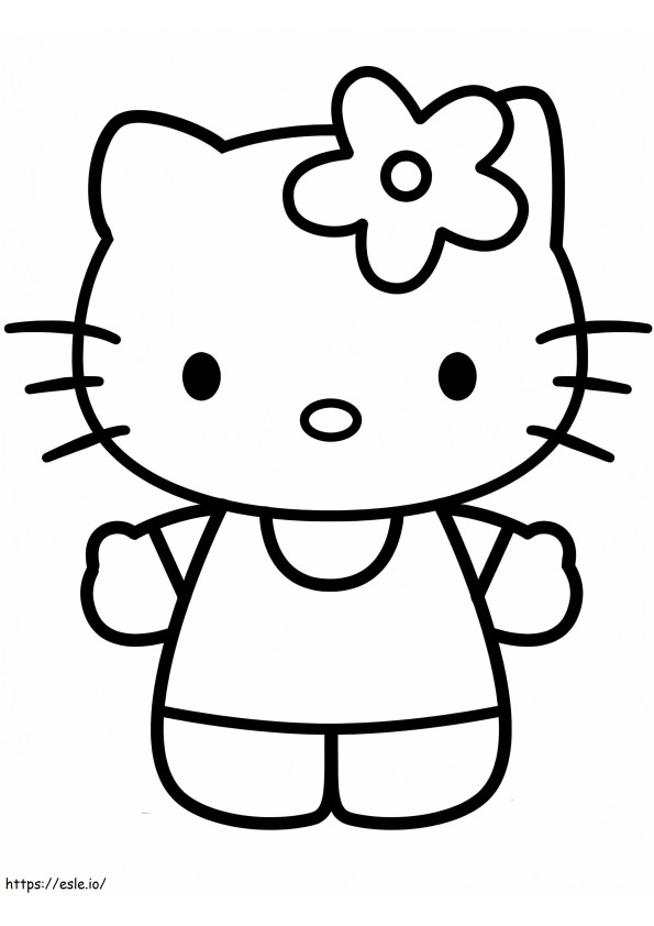 Coloriage Facile Bonjour Kitty à imprimer dessin