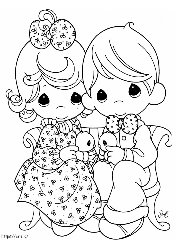 1570462728 Little Girl And Boy A4 coloring page