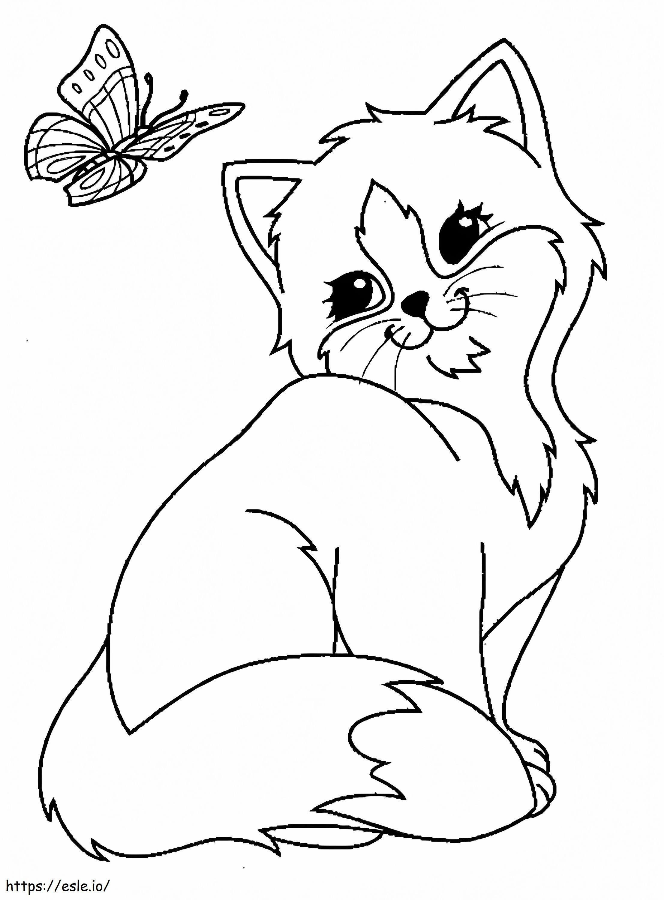 1532746304 Cat With Butterfly A4 coloring page