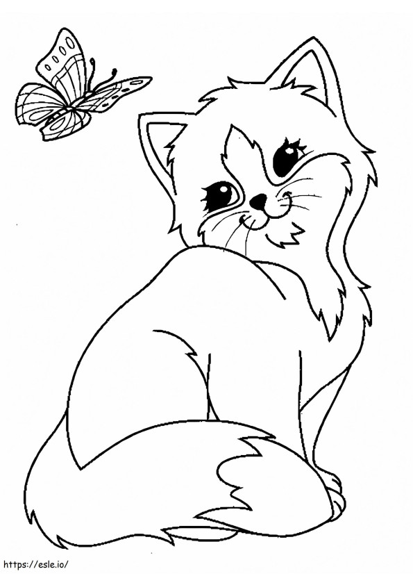 1532746304 Katze mit Schmetterling A4 ausmalbilder