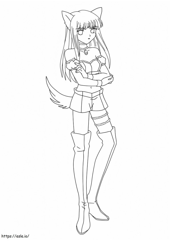 Adorable Wolf Girl Coloring Page coloring page