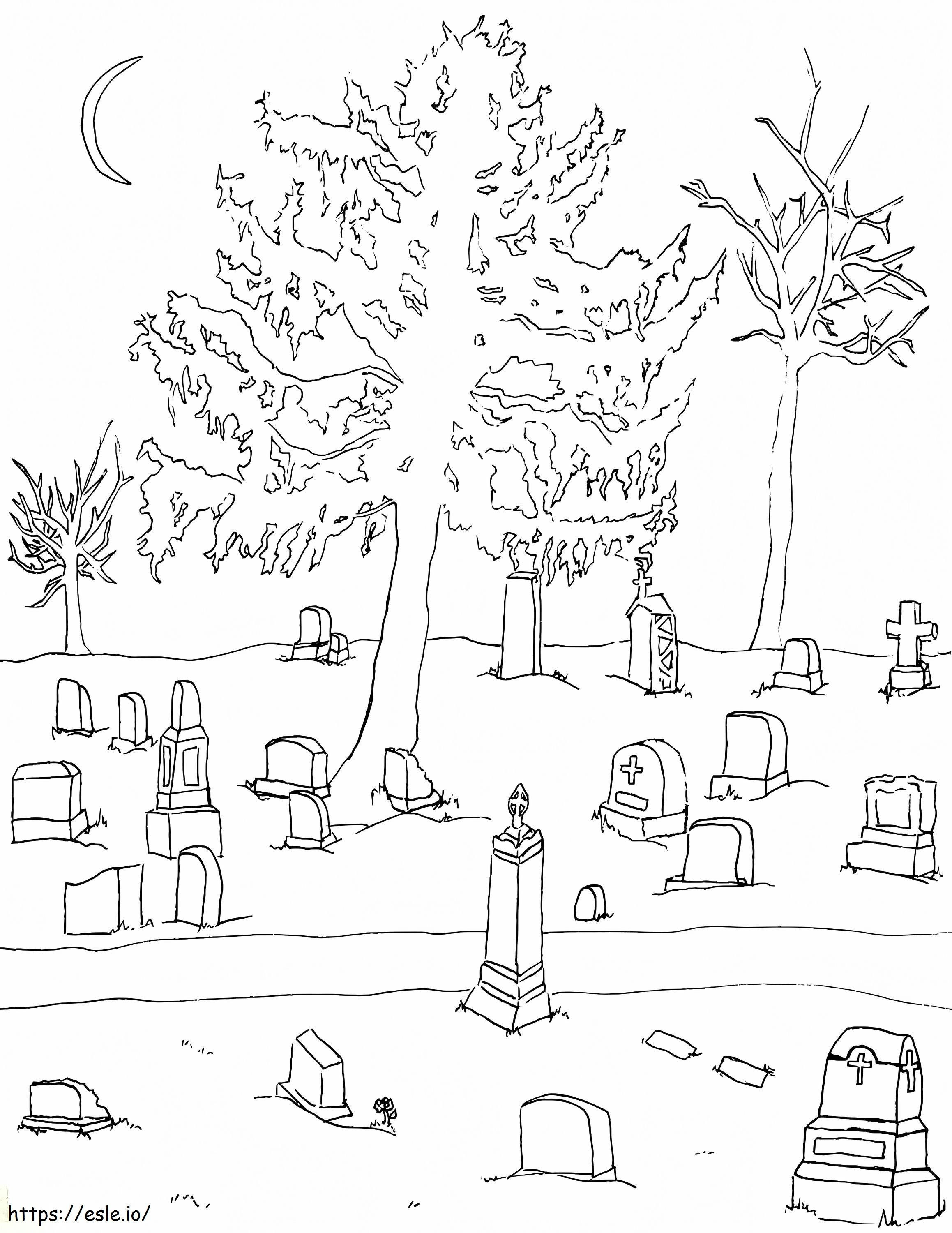 Cemetery coloring page